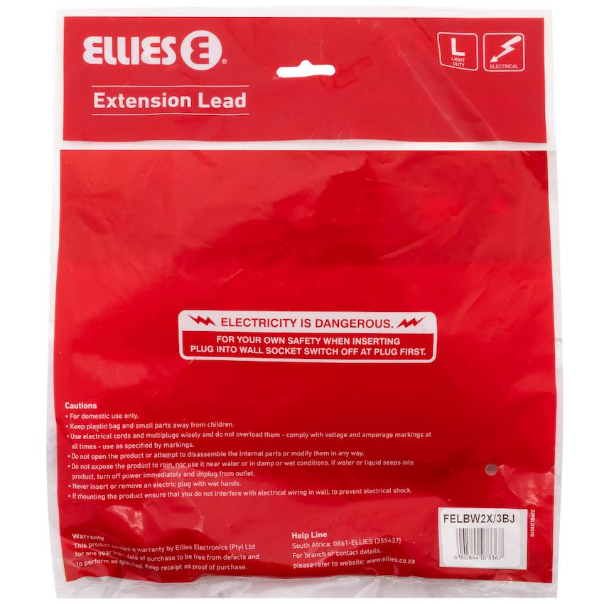 Ellies Back-to-Back Light-Duty Extension Lead - 3m - Image 9