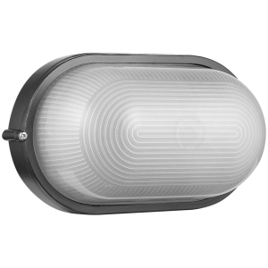 Ellies Illume Series - AC Oval Bulkhead - Aluminium + Glass - E27 Base - BK