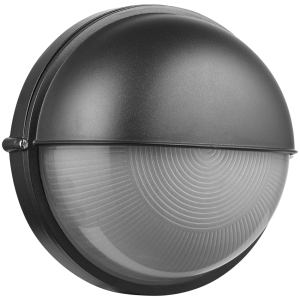 Ellies Arc Series - AC Round Bulkhead - Aluminium + Glass - E27 Base -BK