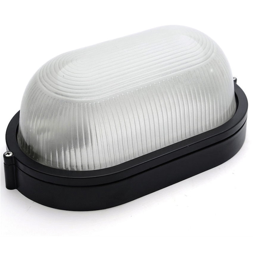 Ellies Illume Series - AC Oval Bulkhead - Aluminium + Glass - E27 Base - BK - Image 3