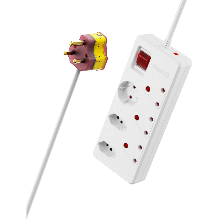 Ellies 6 way High Surge Multiplug 0.5M - WT - Image 4