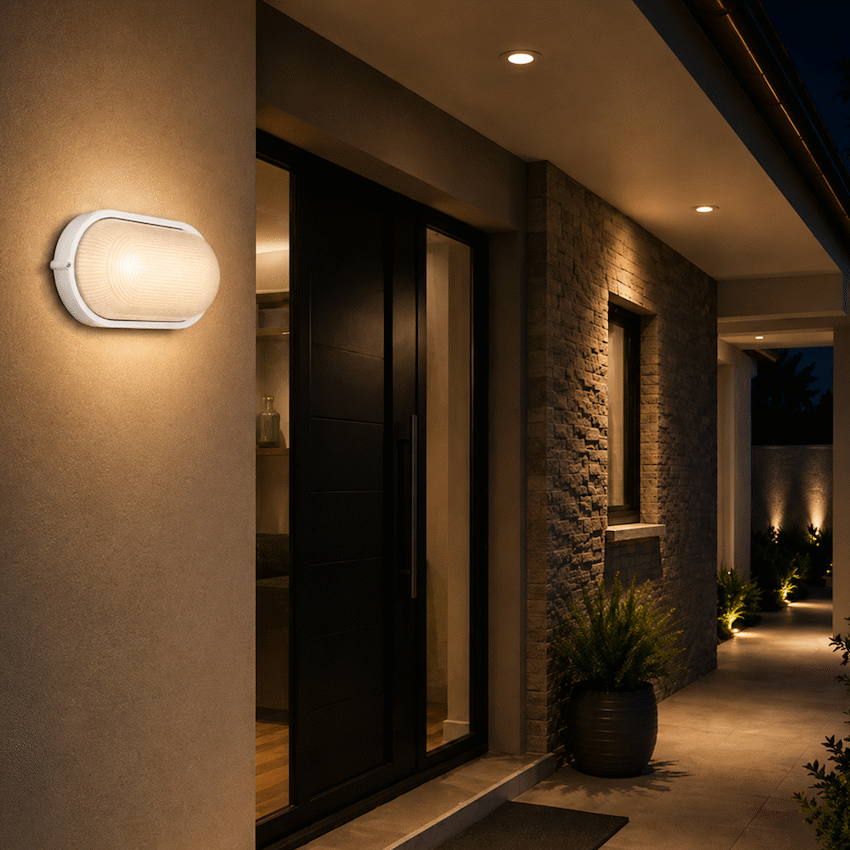 Ellies Illume Series - AC Oval Bulkhead - Aluminium + Glass - E27 Base - WT - Image 5