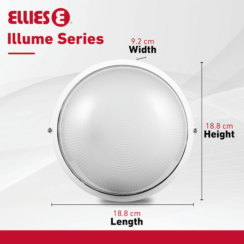 Ellies Illume Series - AC Round Bulkhead - Aluminium + Glass - E27 Base -WT - Image 5