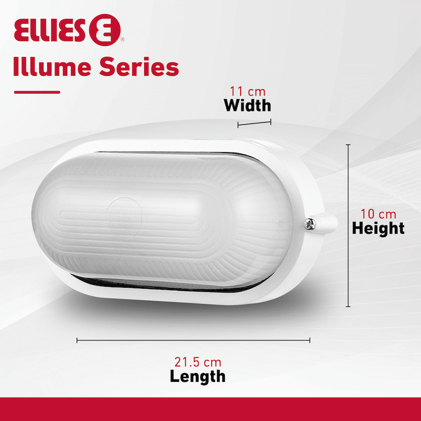 Ellies Illume Series - AC Oval Bulkhead - Aluminium + Glass - E27 Base - WT - Image 6