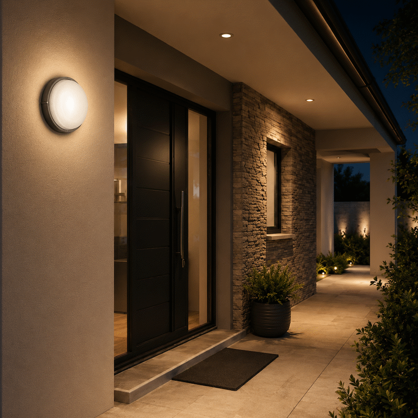 Ellies Illume Series - AC Round Bulkhead - Aluminium + Glass - E27 Base -BK - Image 6