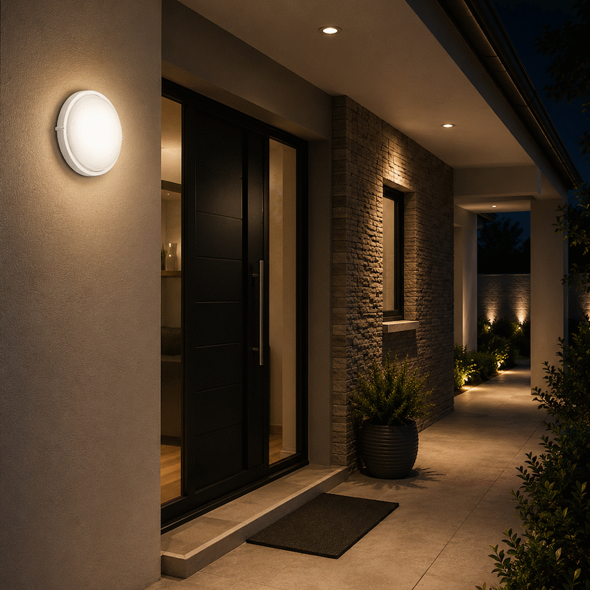 Ellies Illume Series - AC Round Bulkhead - Aluminium + Glass - E27 Base -WT - Image 6